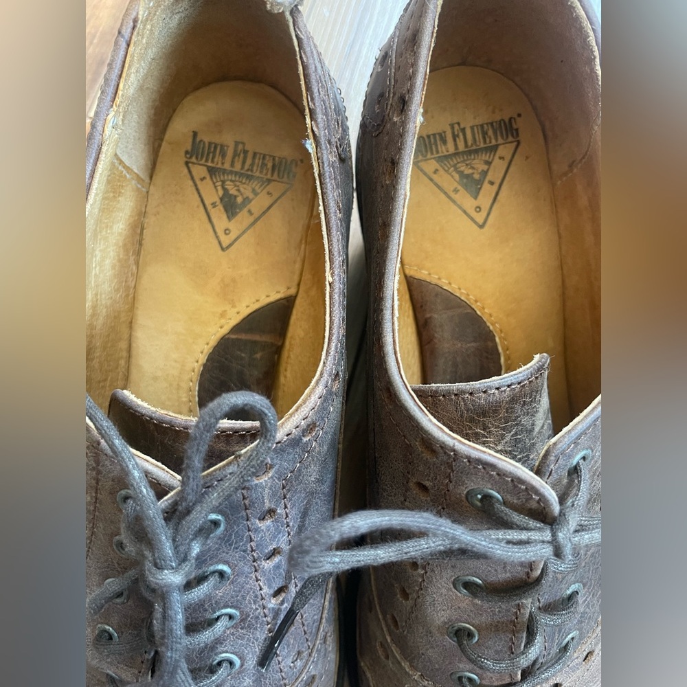 Fluevog Brown Leather Wingtip Lace-Up Heels - Picture 11 of 12